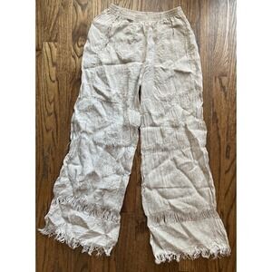 Eterea Linen Wide Legged Pants Womens Small Made In Italy Gypsy Hippie Fringe